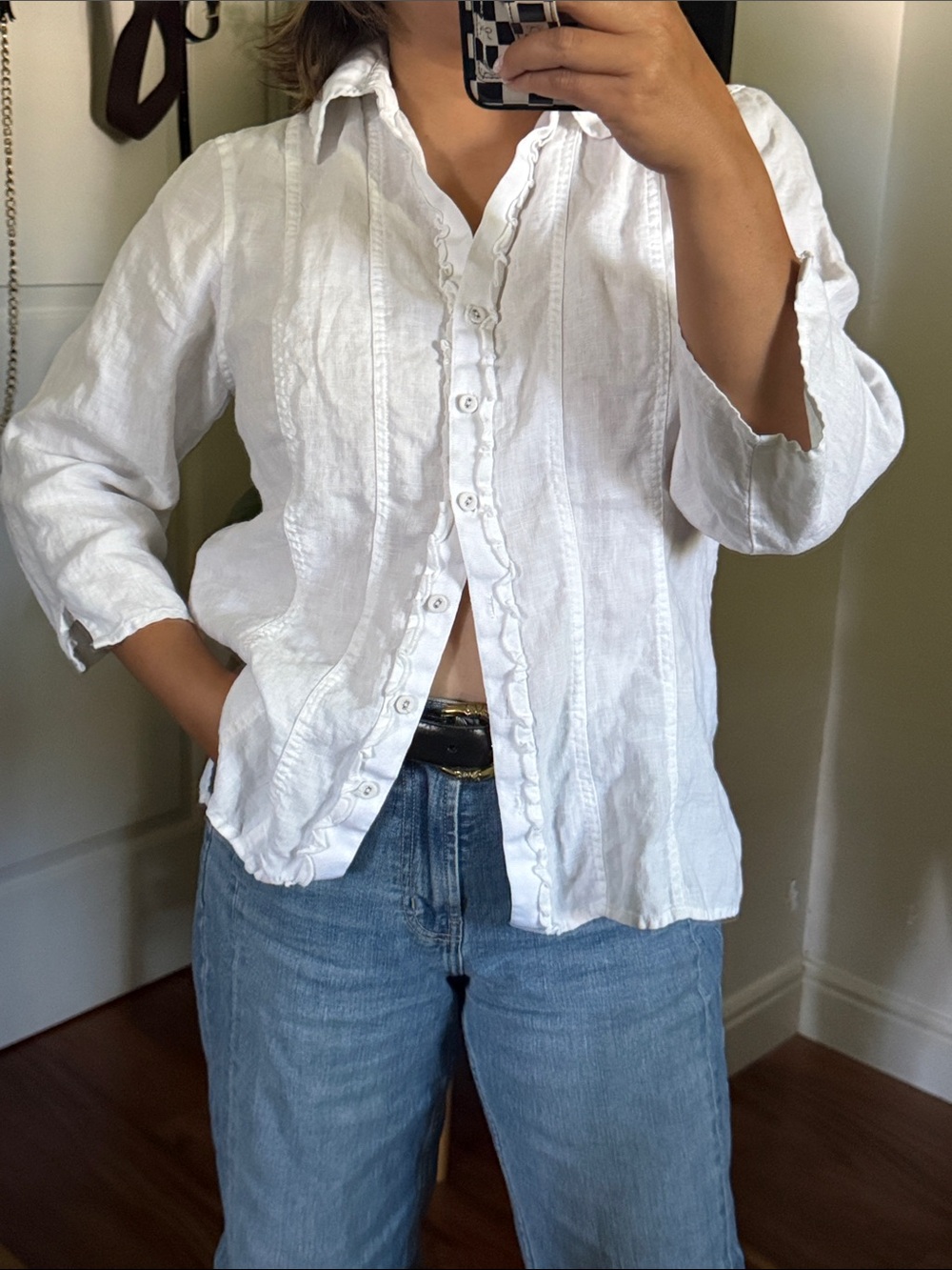 Vintage Ecologie 100% linen Buttoned Front Classic fit Shirt. Size XL run small - Picture 7 of 7
